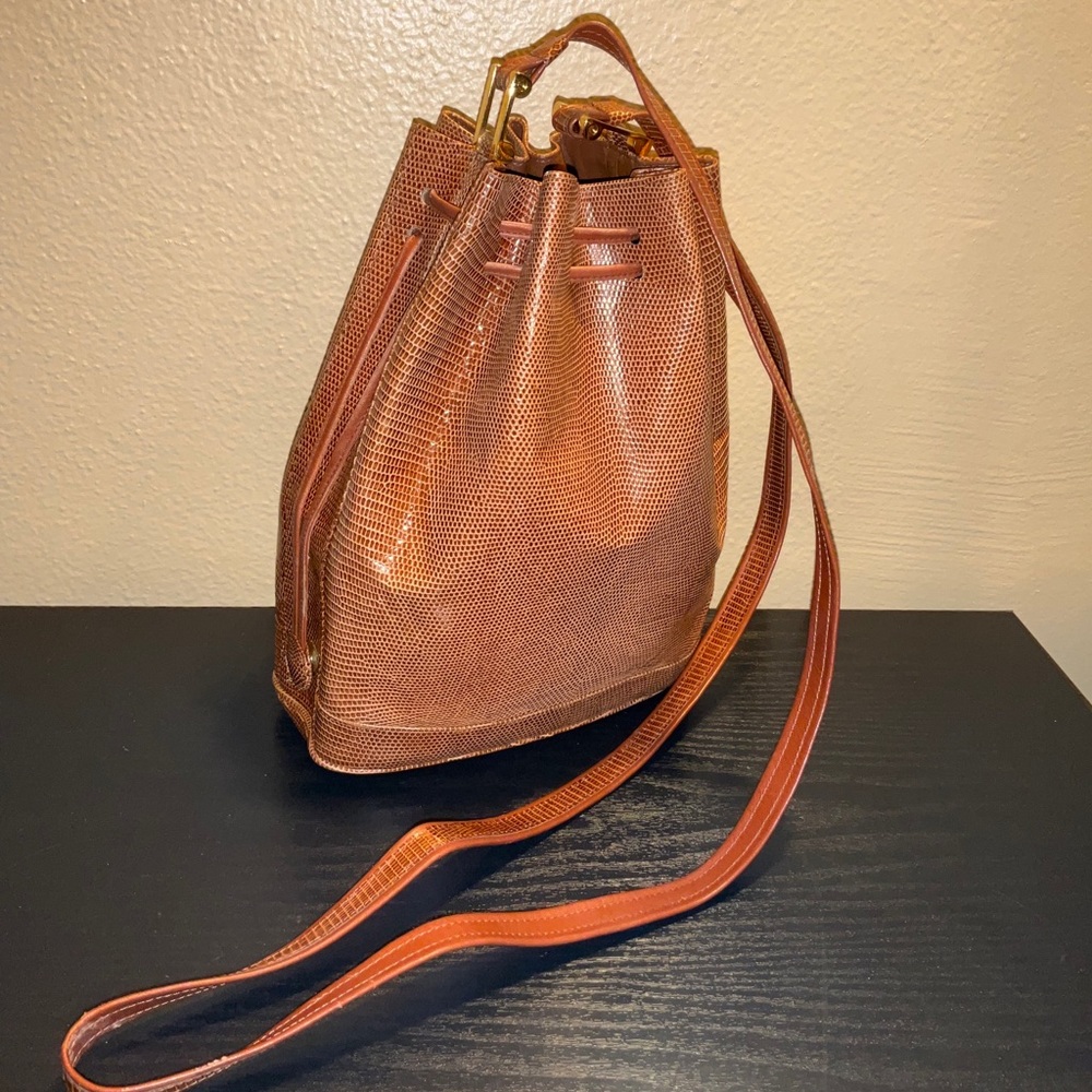 Vintage Tiffany & Co. brown leather drawstring crossbody shoulder bag